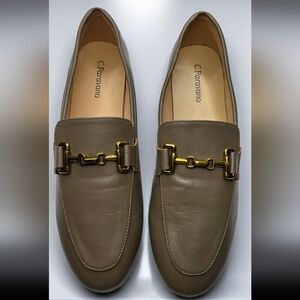 C.Paravano Beige Loafers with Gold Detailing